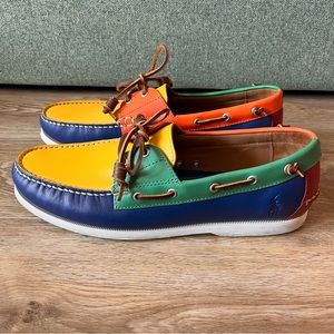 Polo Ralph Lauren Merton Leather Multi-Color Boat Shoes Men’s Size 14